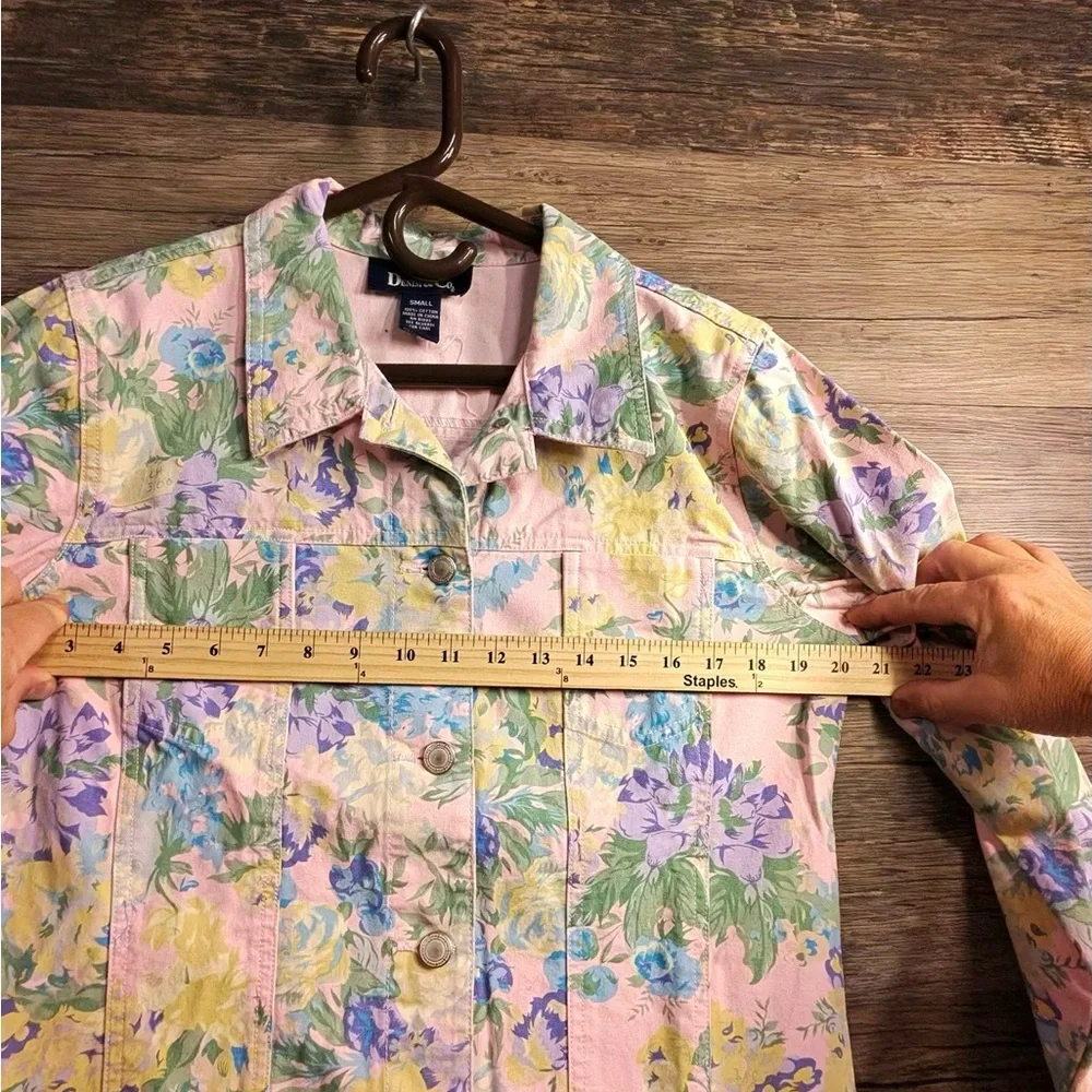Denim&Co Multicolor Floral Pastel Jean Jacket - Picture 5 of 6